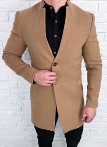 Płaszcz męski camel ze stójką z wełną 9300