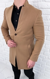 Płaszcz męski camel ze stójką z wełną 9300