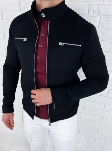 Zamszowa kurtka czarna męska ramoneska biker Stylovy