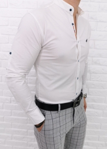 Biała męska koszula slim fit ze stójką 0284/1