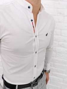 Biała męska koszula slim fit ze stójką 0284/1