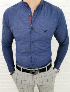 Granatowa męska koszula slim fit ze stójką 0284/20