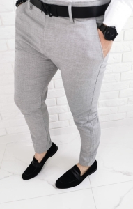 Jasnoszare bawełniane eleganckie spodnie slim fit 1474