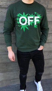 Bluza męska khaki bez kaptura z nadrukiem Off