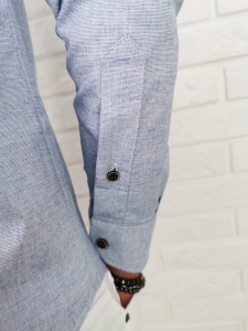 Jasnoniebieska slim fit zapięcie do połowy ozdobne przeszycia 0376/59