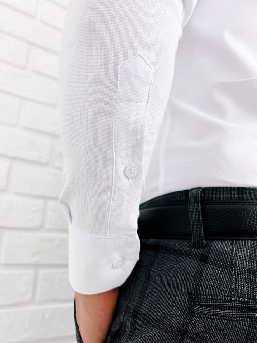 Biała koszula oxford ze stójką slim fit znaczek 1834