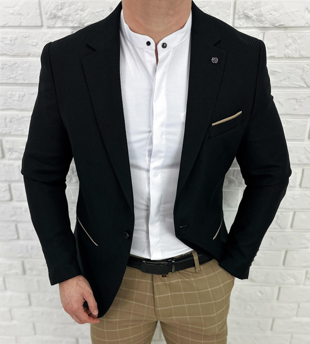 Czarna elegancka marynarka męska Stylovy