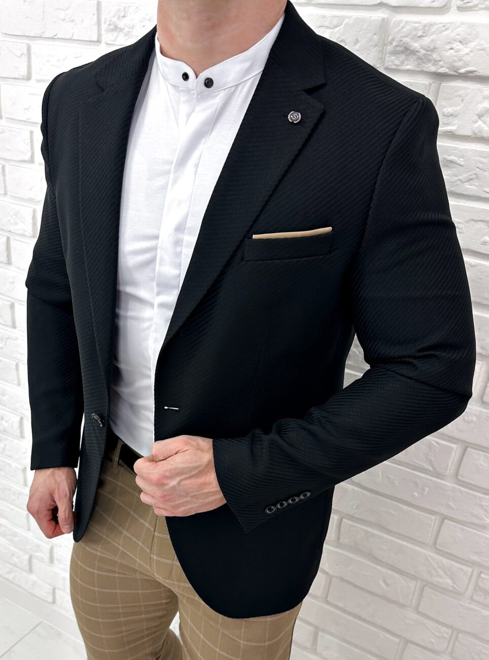 Czarna elegancka marynarka męska Stylovy