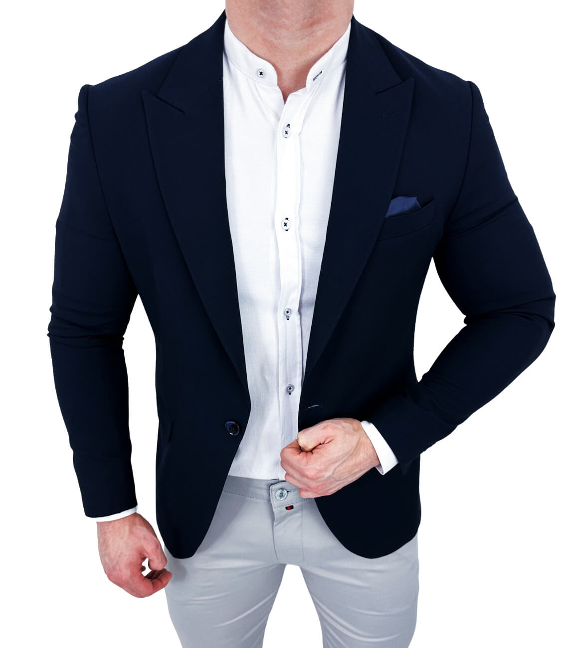 Granatowa elegancka marynarka meska 800
