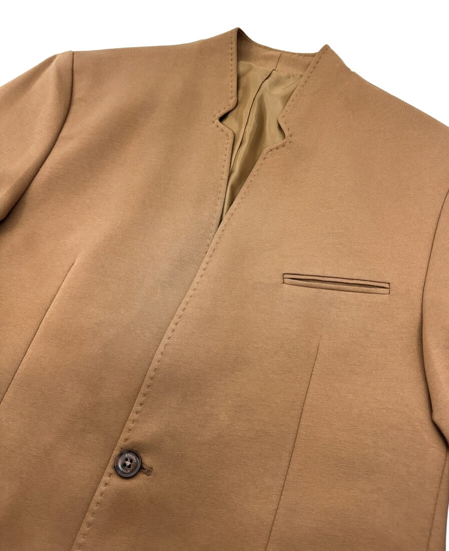 Marynarka męska camel ze stójką casual slim fit 1774