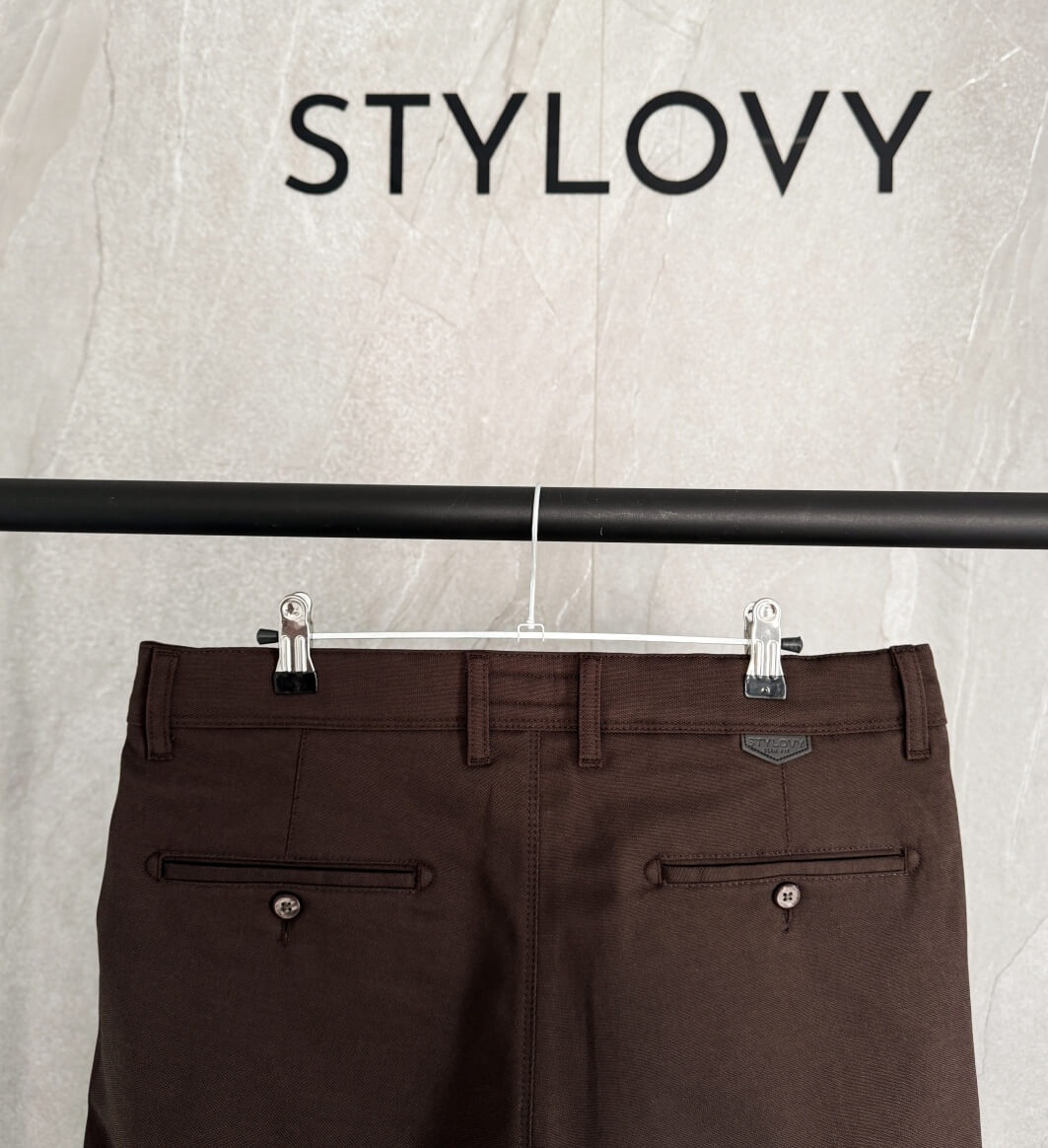 Czekoladowe spodnie męskie materiałowe chinosy czekolada slim fit M-100 5100