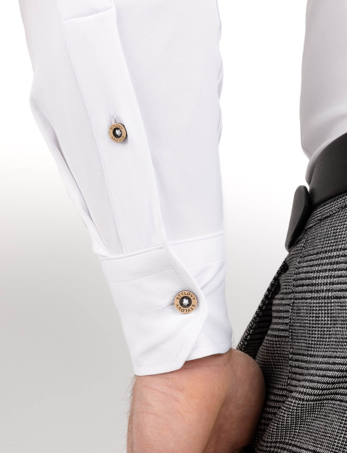 Biała koszula męska slim fit z ozdobnym kołnierzem S-1544