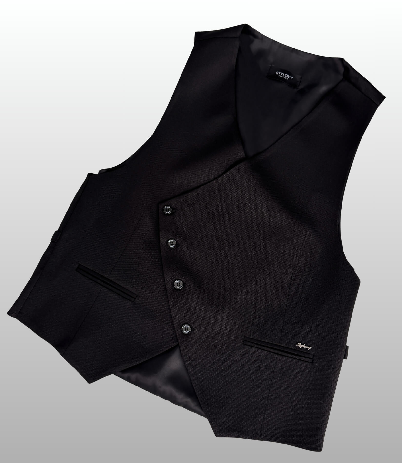 Kamizelka garniturowa męska czarna do garnituru slim fit elegancka Stylovy D-1188