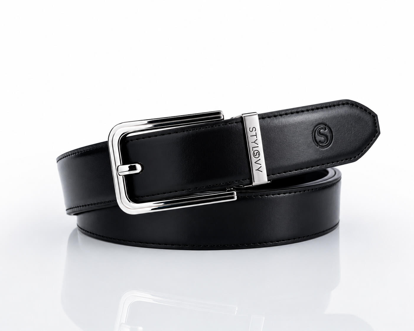 Pasek skórzany męski czarny automatyczny z klasyczną klamrą - Modus Belt