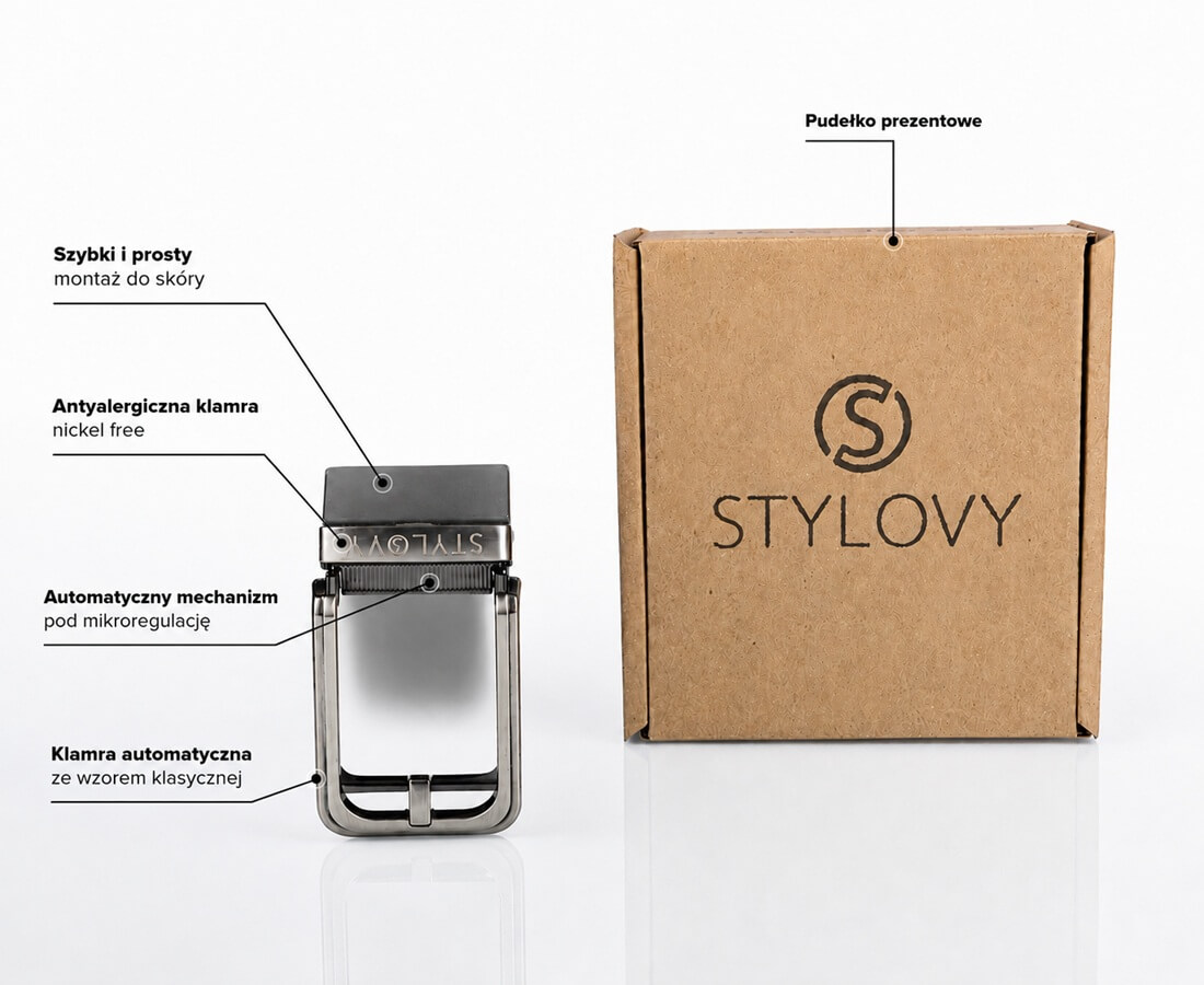 Klamra do paska skórzanego męskiego zaciskowa sprzączka srebrna - Modus Belt