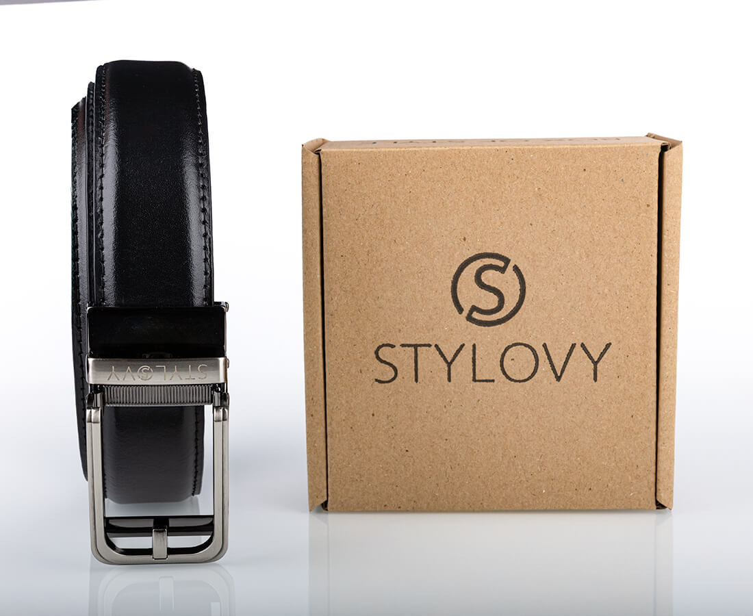 Pasek skórzany męski czarny automatyczny z klasyczną klamrą - Modus Belt