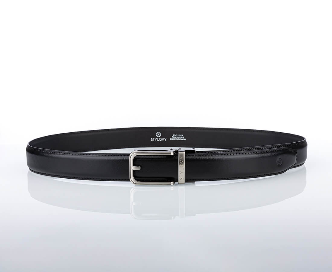 Pasek skórzany męski czarny automatyczny z klasyczną klamrą - Modus Belt