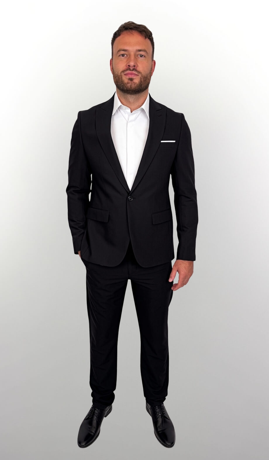 Czarny garnitur męski slim fit 5643
