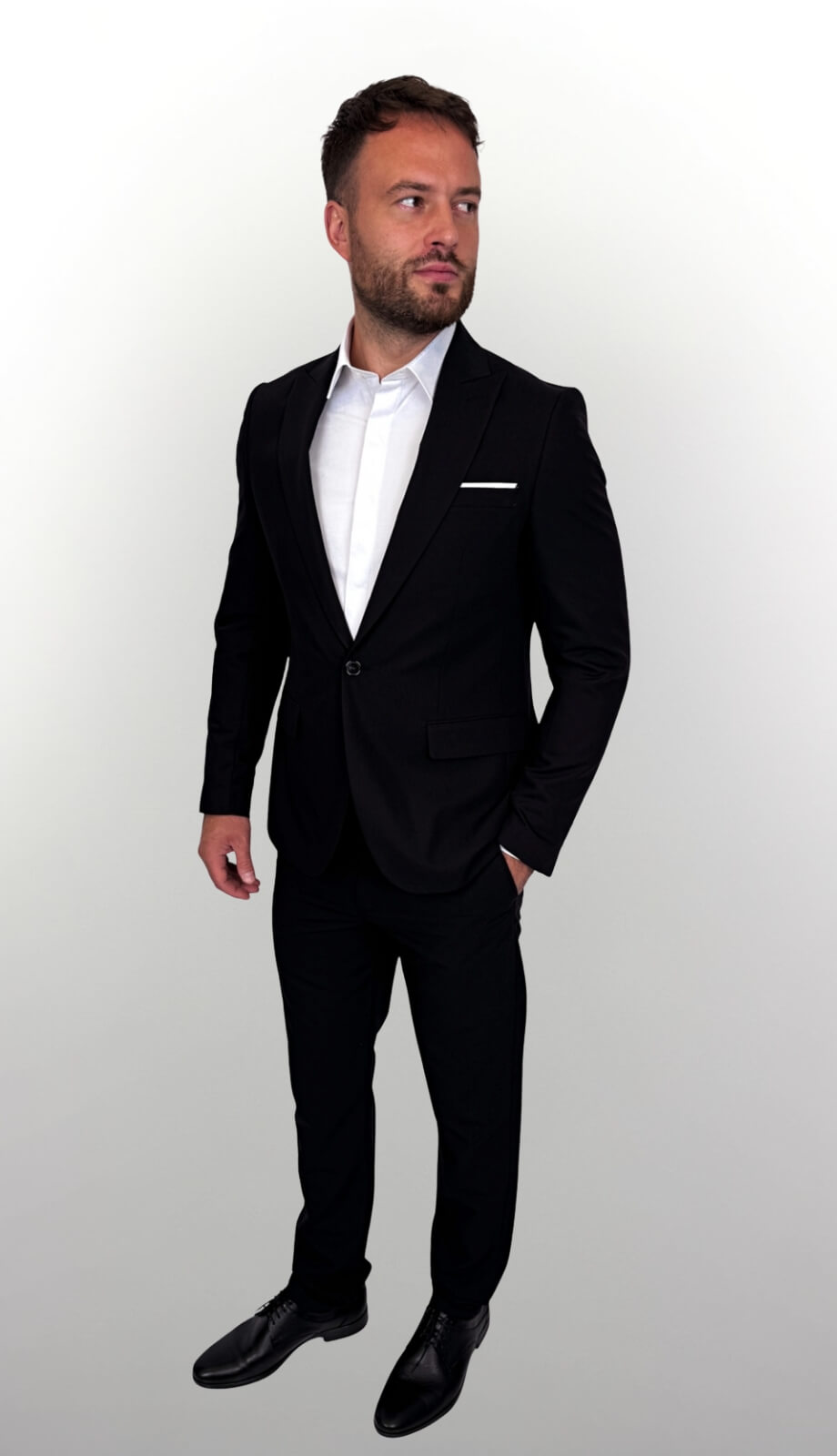 Czarny garnitur męski slim fit 5643
