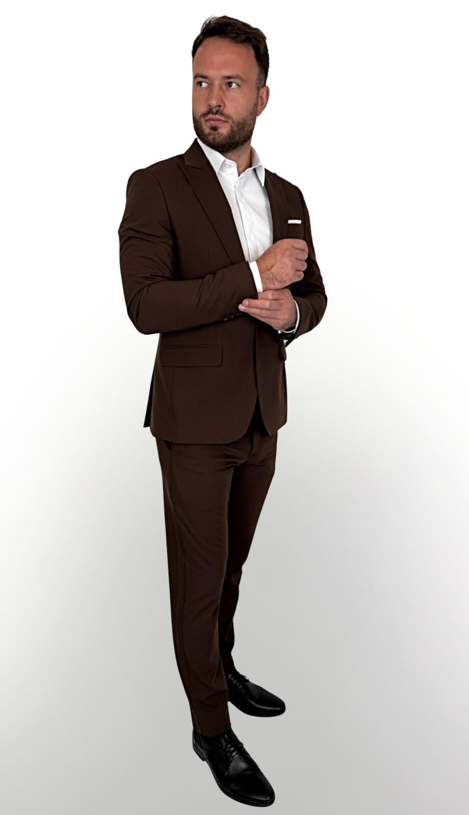 Brązowy garnitur męski czekoladowy slim fit 5644