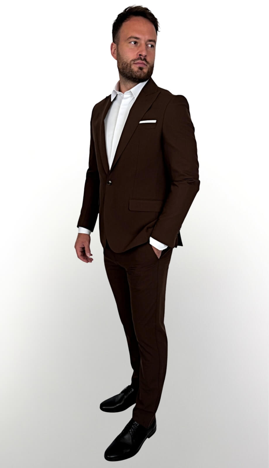 Brązowy garnitur męski czekoladowy slim fit 5644