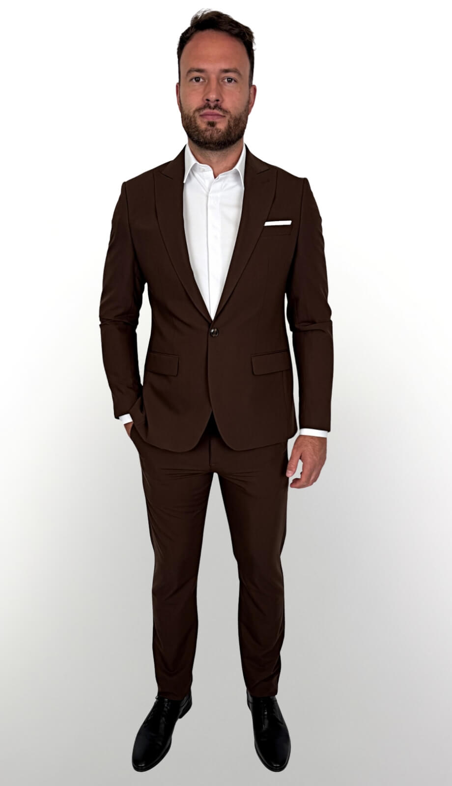 Brązowy garnitur męski czekoladowy slim fit 5644