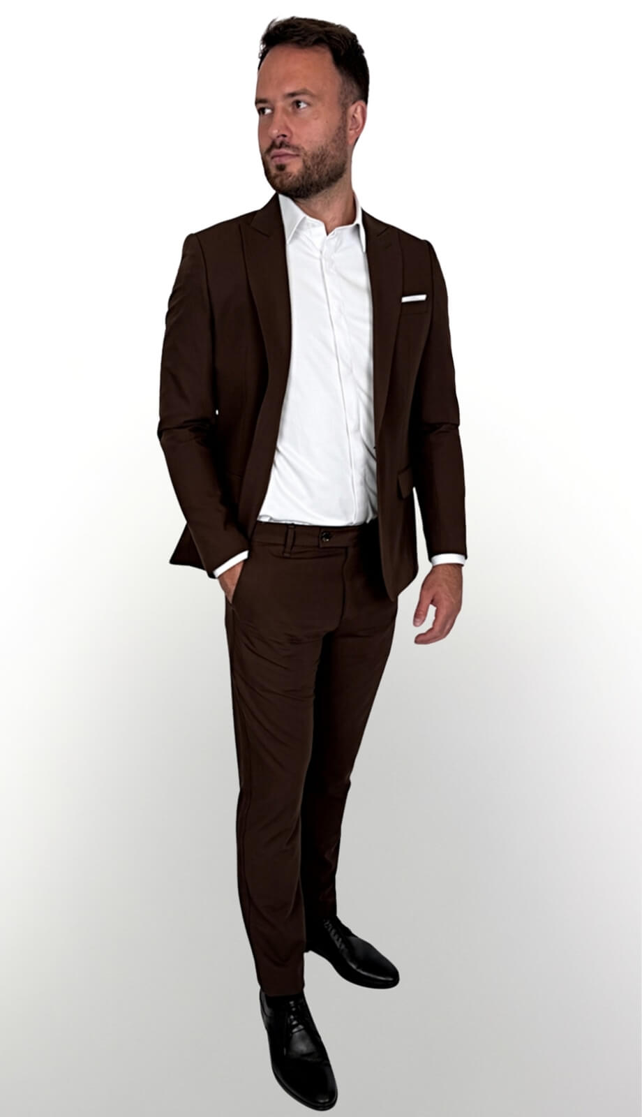 Brązowy garnitur męski czekoladowy slim fit 5644