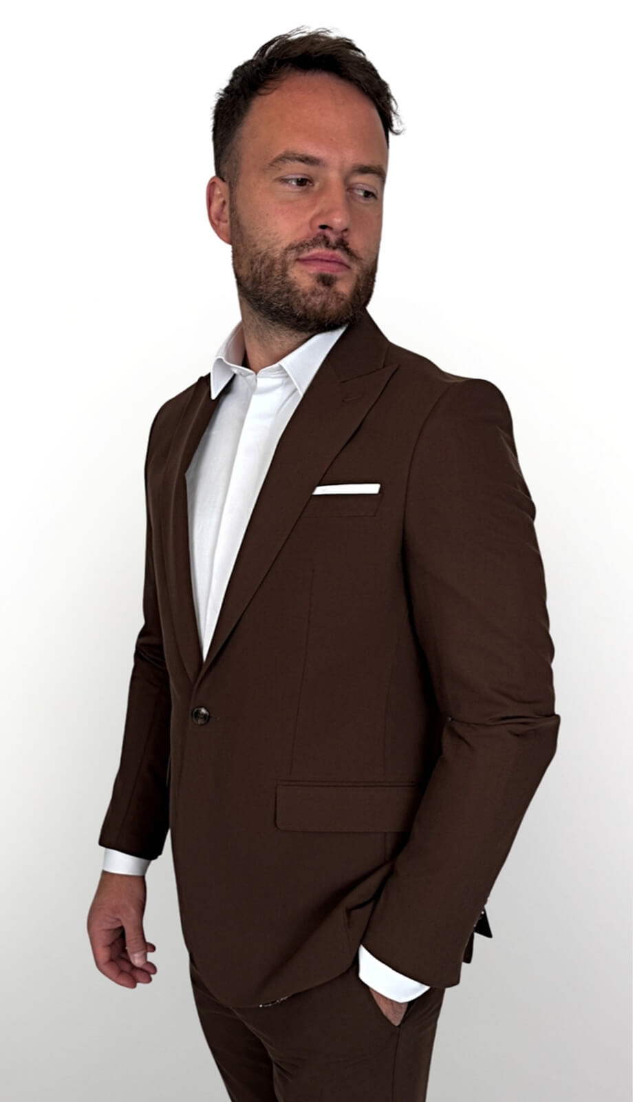 Brązowy garnitur męski czekoladowy slim fit 5644