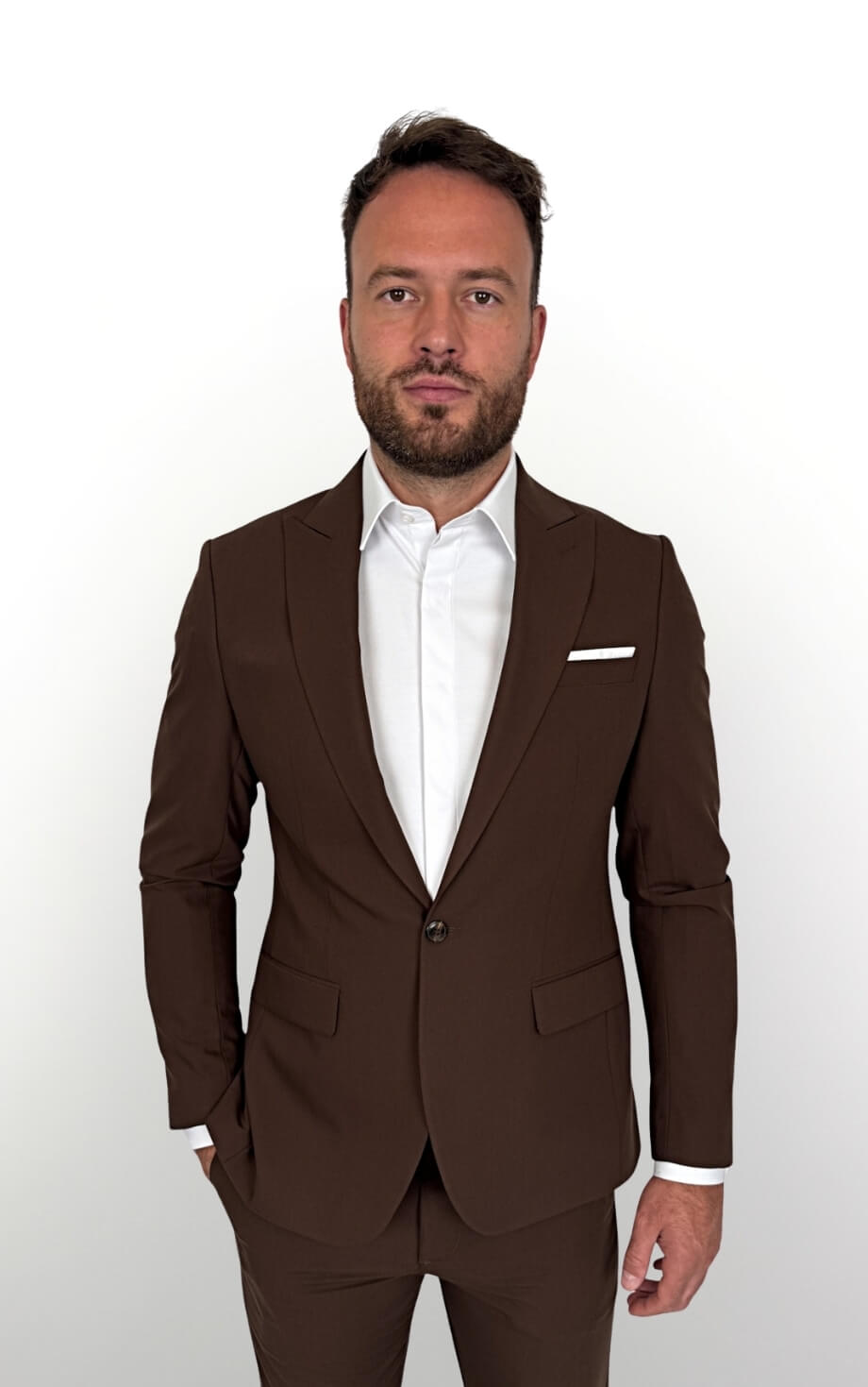 Brązowy garnitur męski czekoladowy slim fit 5644