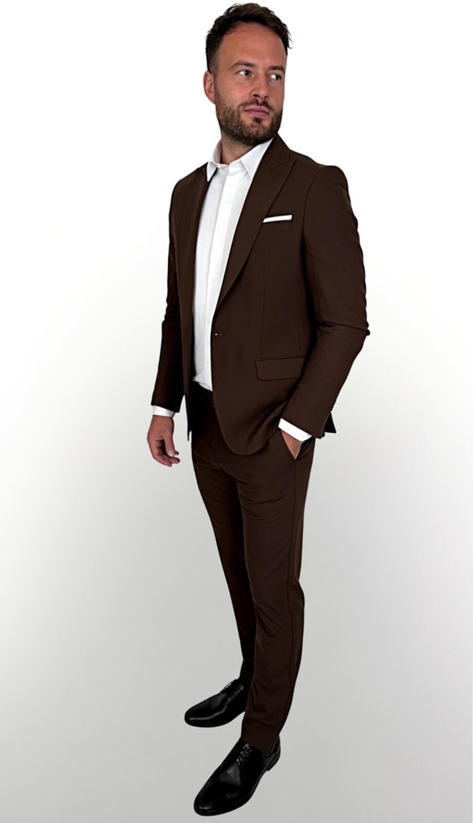 Brązowy garnitur męski czekoladowy slim fit 5644