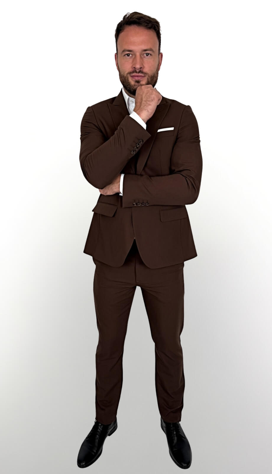 Brązowy garnitur męski czekoladowy slim fit 5644