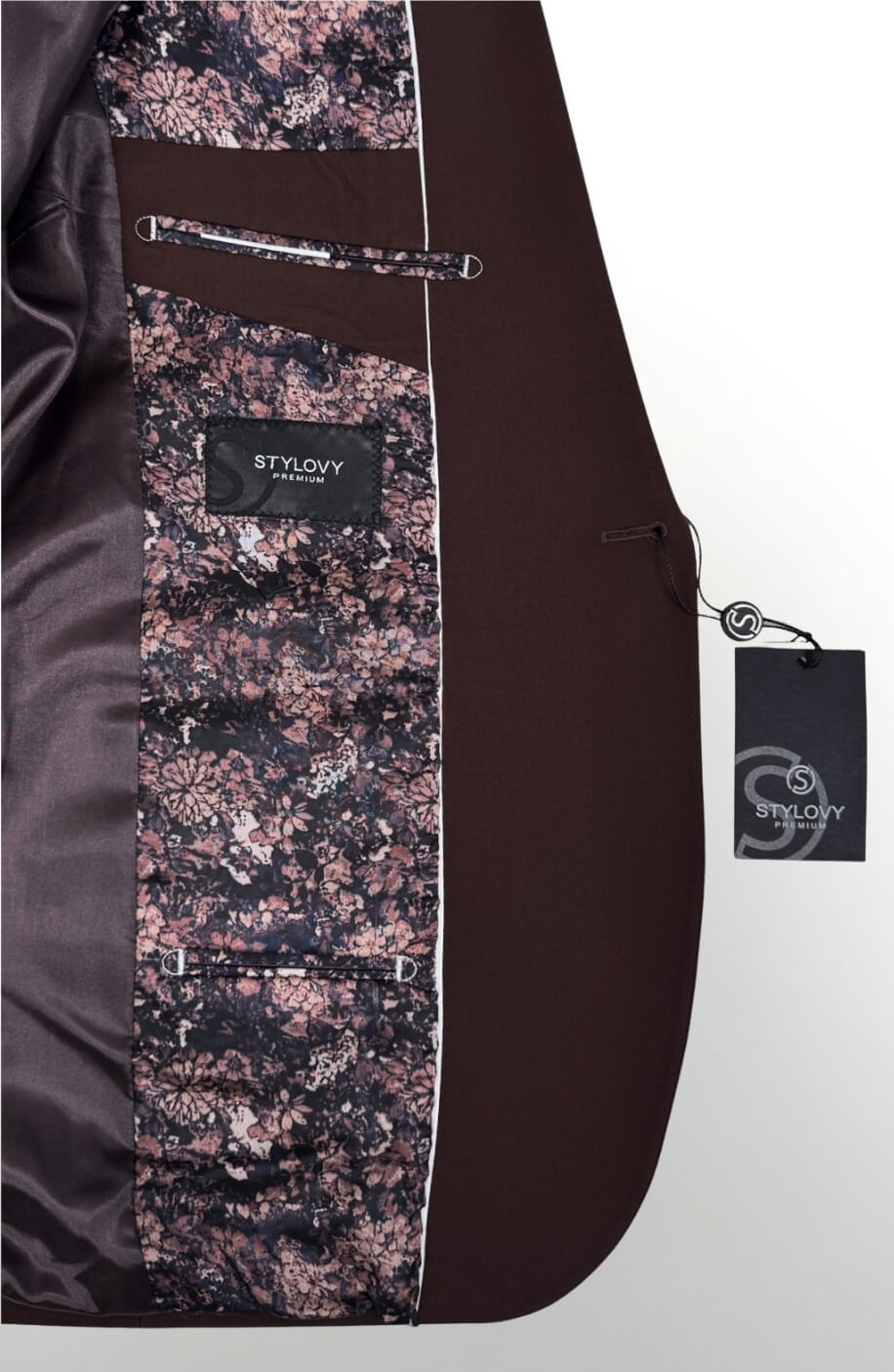 Brązowy garnitur męski czekoladowy slim fit 5644
