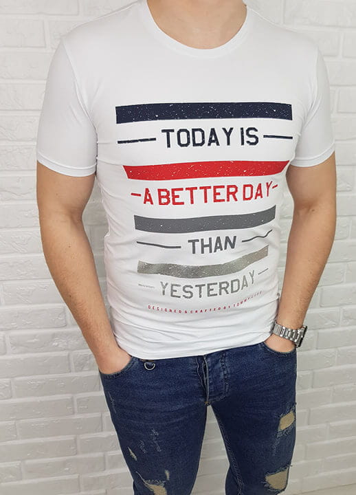 Bialy meski T-shirt Tommy Life Betterday